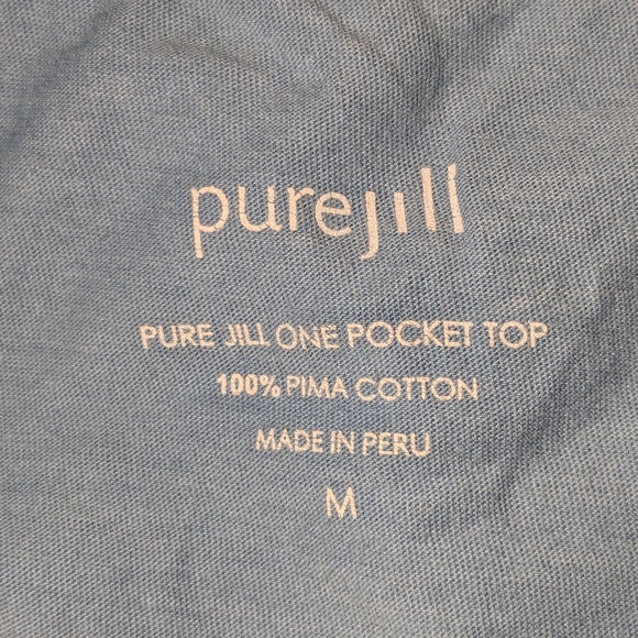 Pure jill One Pocket Top Pima Cotton Womens M Light Blue Long Sleeve Shirt - Picture 6 of 10